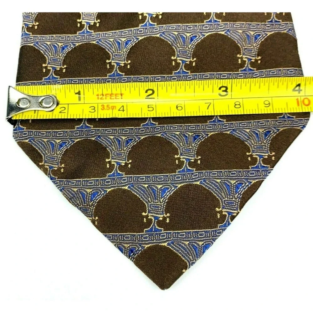 Brodeur Carvell La Vita Di Moda Tie Brown Blue 100% Silk Made in Italy Necktie